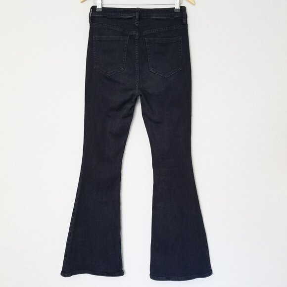 Free People High Waist Flared Bell Bottom Jeans Size 28 Black Stretch Comfy Boho - Picture 3 of 13